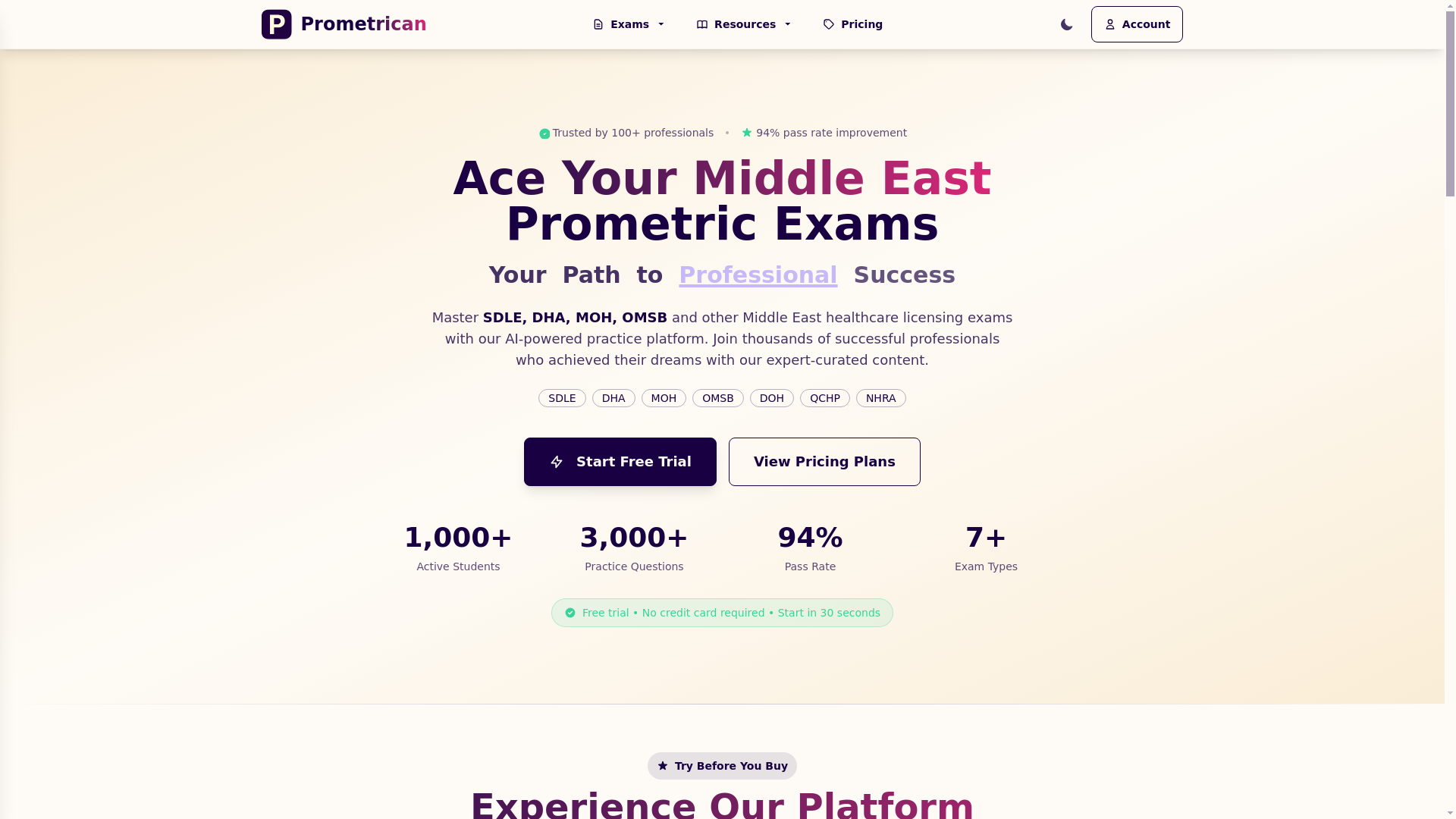 website screenshot of https://prometrican-clean.pages.dev/