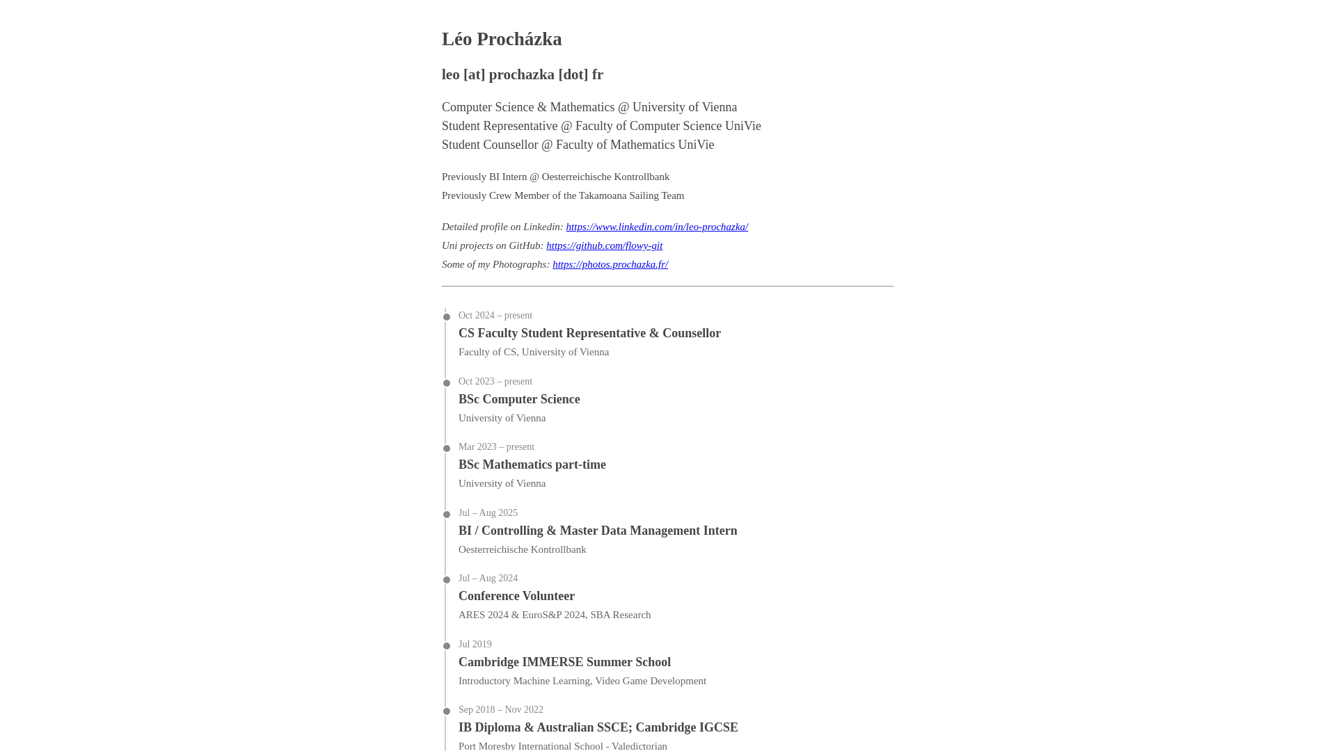 website screenshot of https://leo.prochazka.fr/