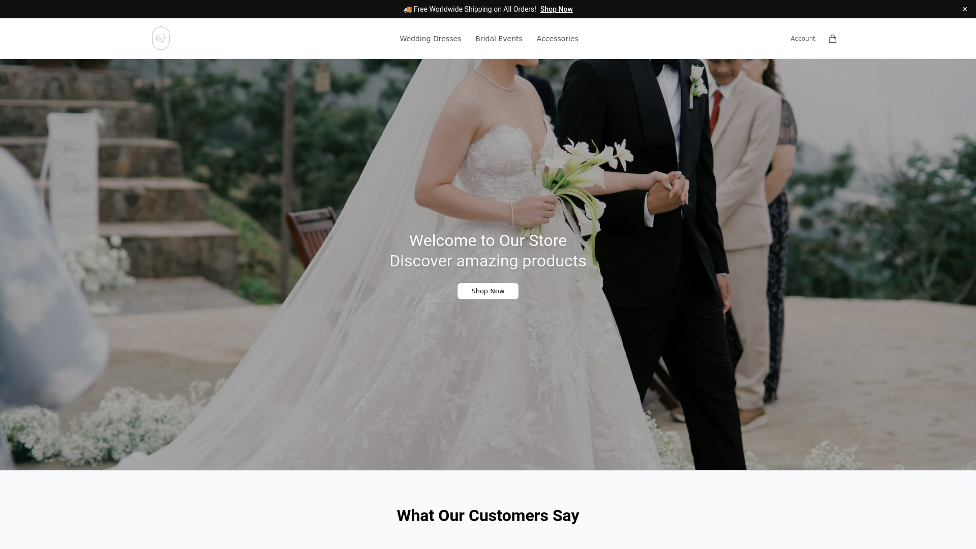 website screenshot of https://lovedtwicebridal.shop/