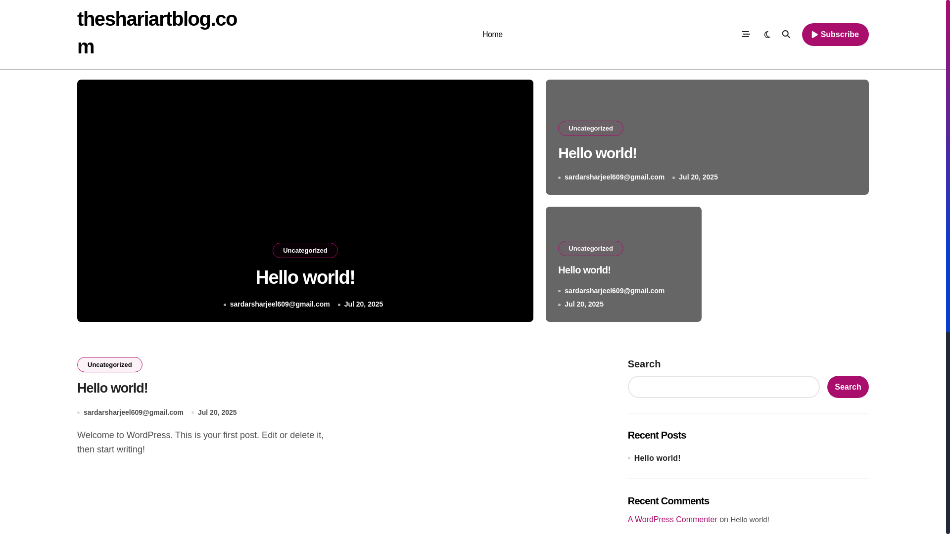 website screenshot of https://theshariartblog.com/