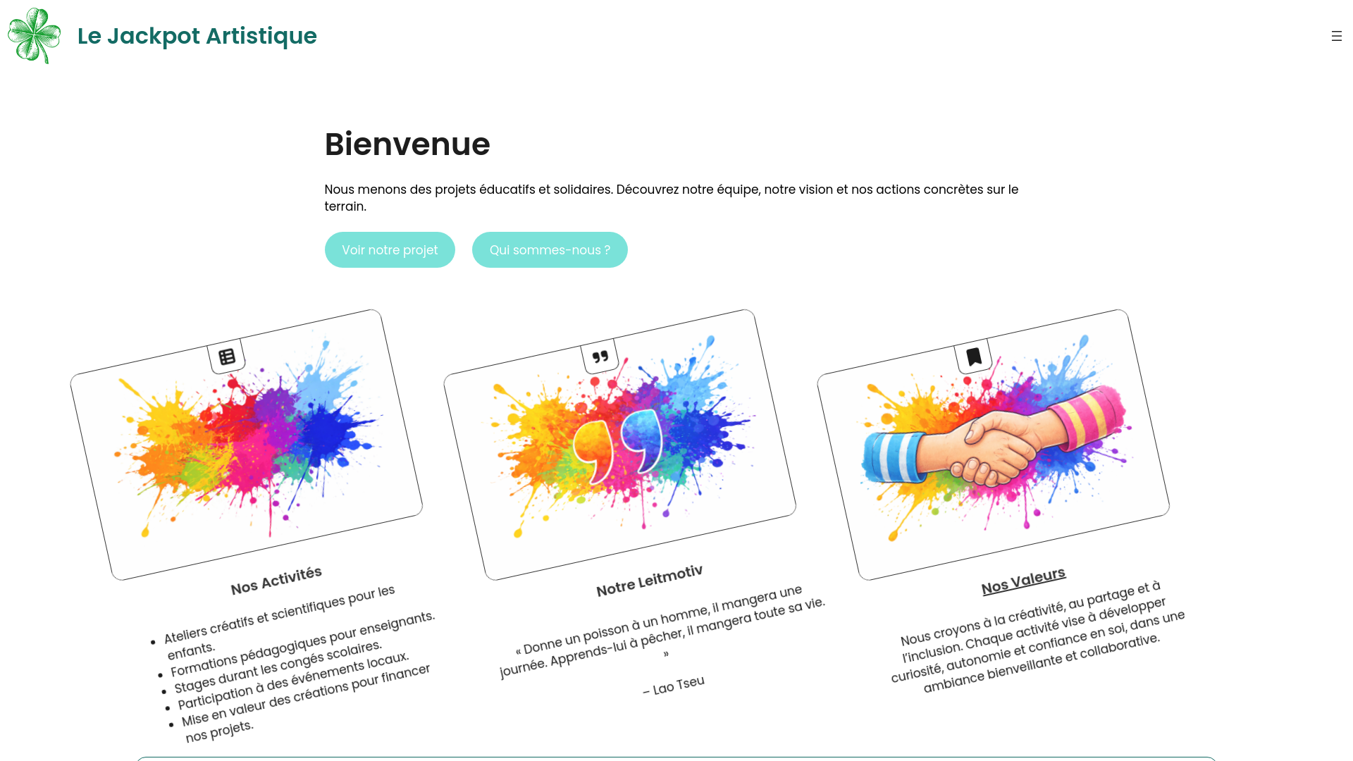 website screenshot of https://lejackpotartistique.be/