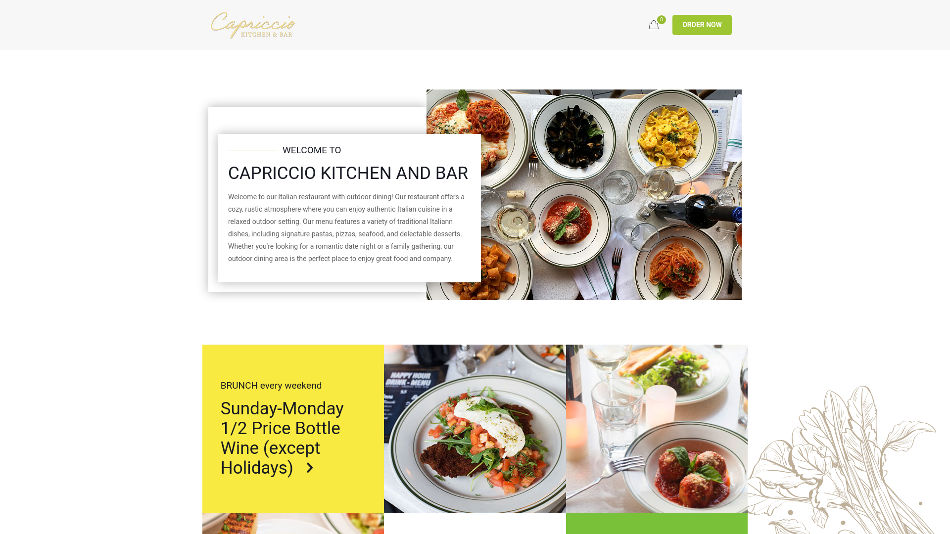 website screenshot of https://www.capricciokitchenandbar.com