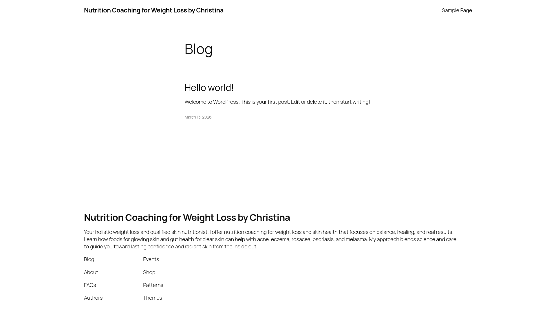 website screenshot of https://nutrition-by-christina.ro