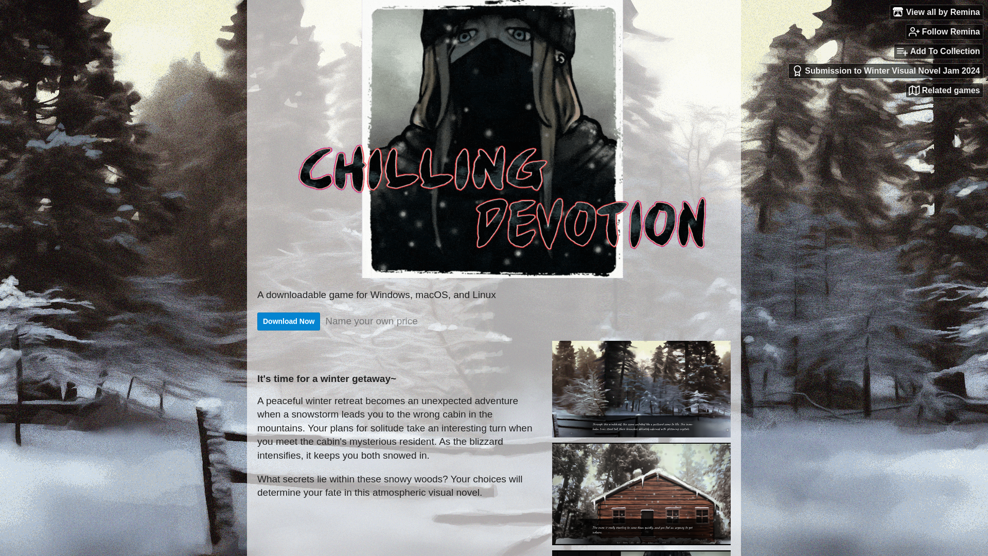 website screenshot of https://hereisremina.itch.io/chilling-devotion