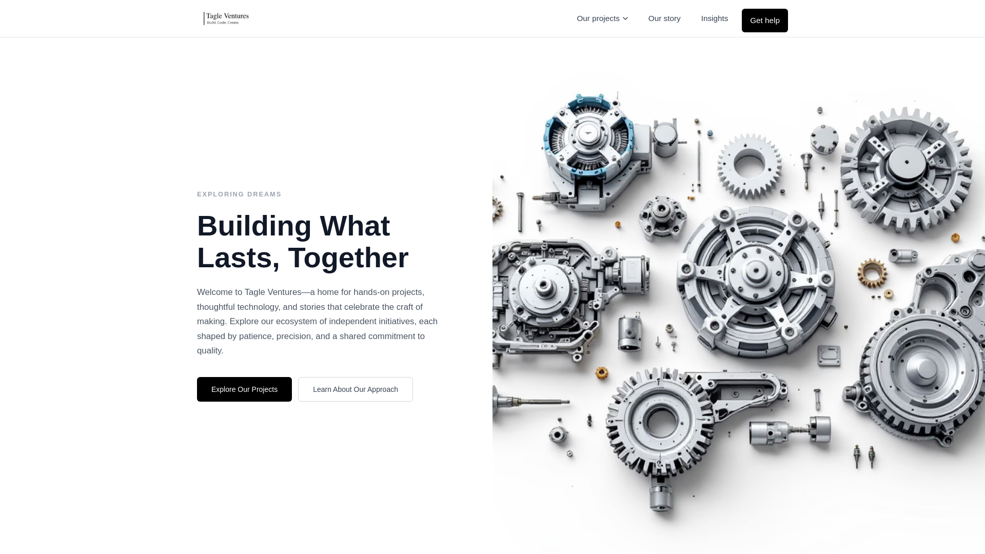 website screenshot of https://tagleventures.com