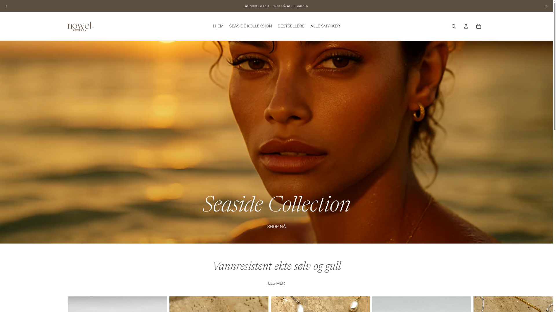 website screenshot of https://noweljewelry.no/