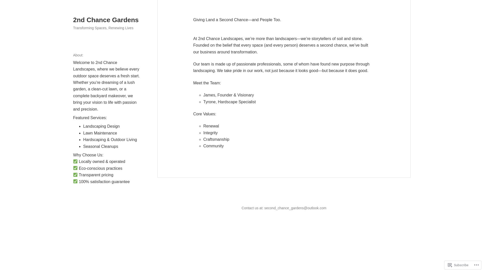 website screenshot of https://secondchance.garden/