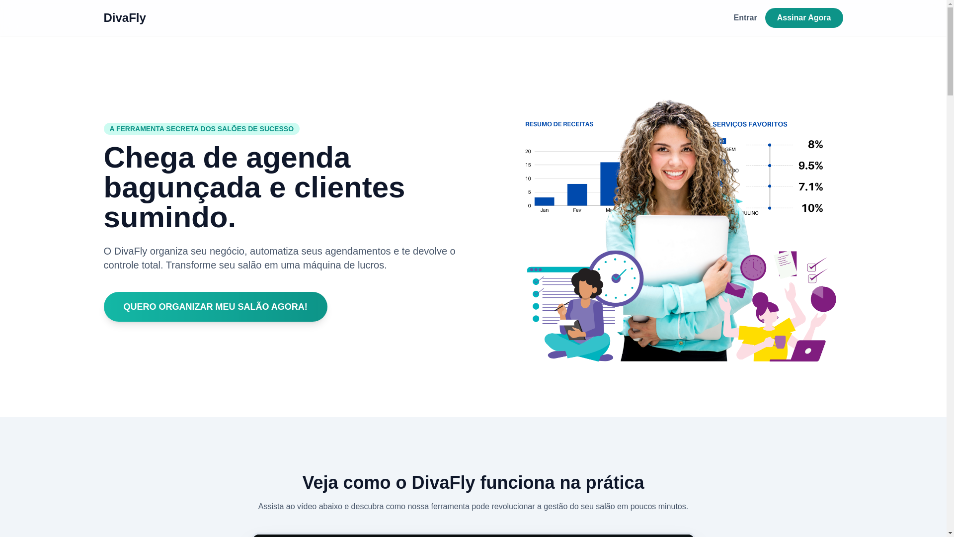 website screenshot of https://divafly.com.br/