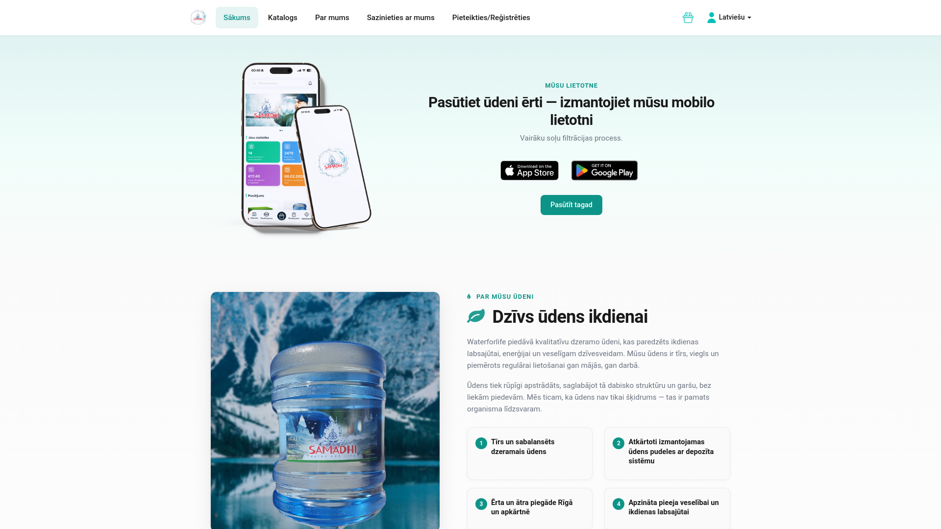 website screenshot of https://waterislife.lv