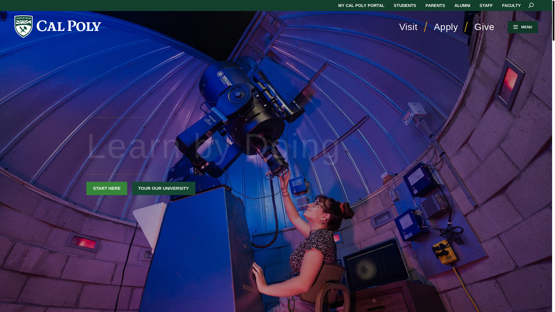 website screenshot of https://calpoly.edu/