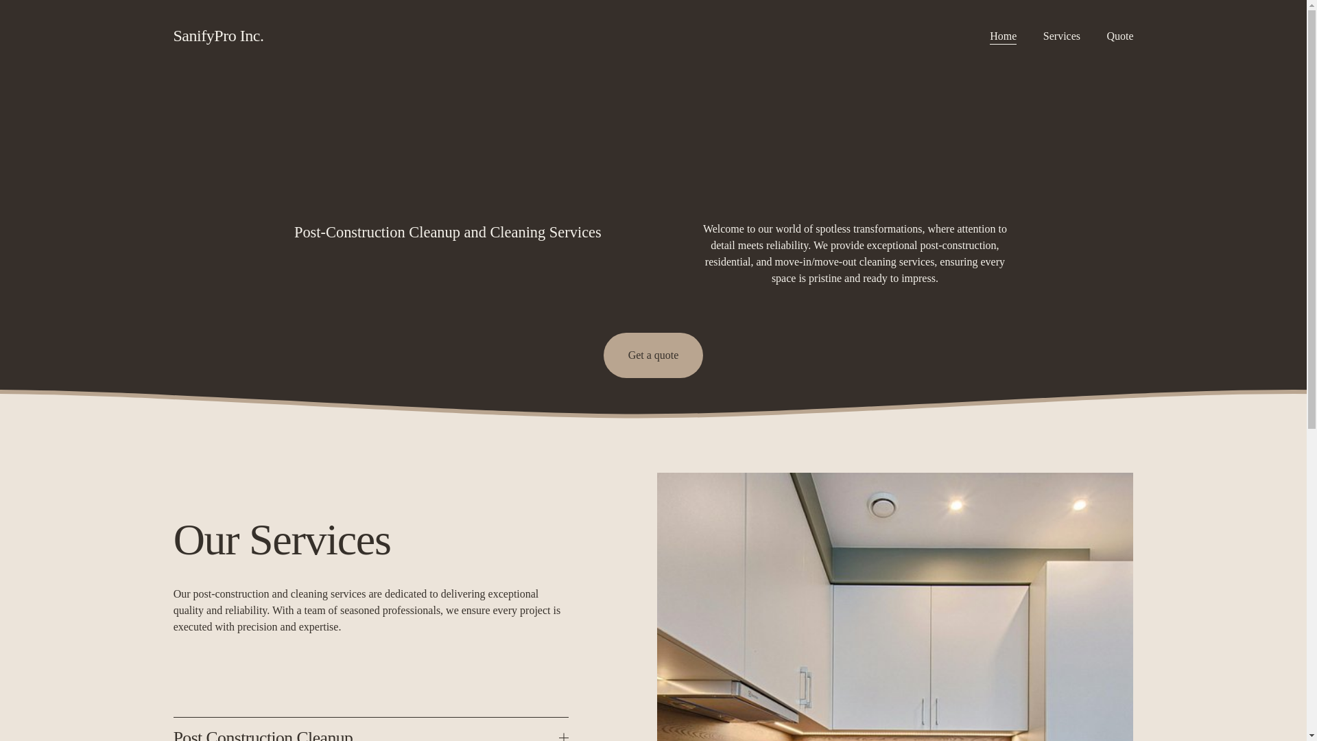 website screenshot of https://sanifypro.ca/
