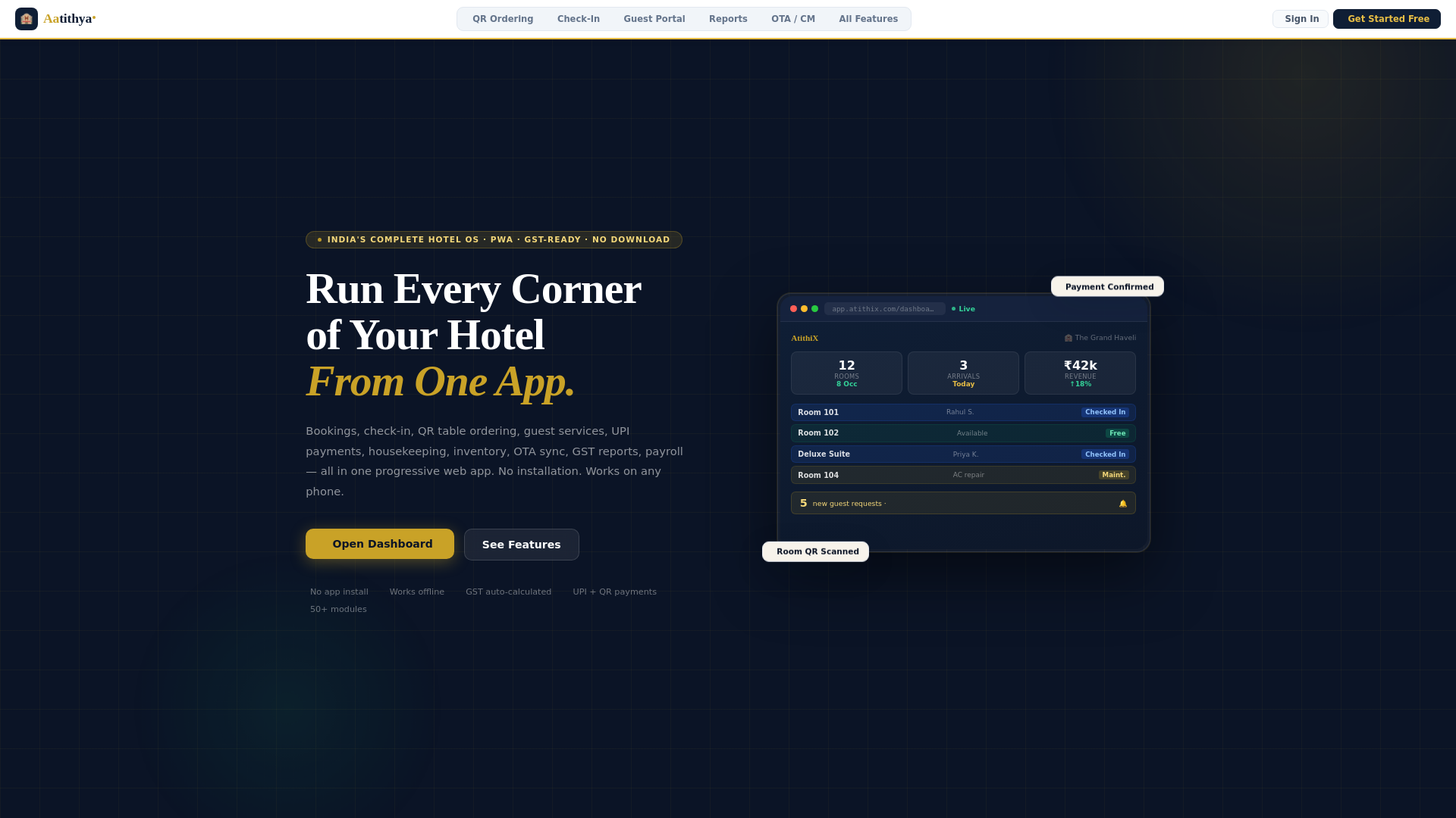 website screenshot of https://aatithya.pages.dev/