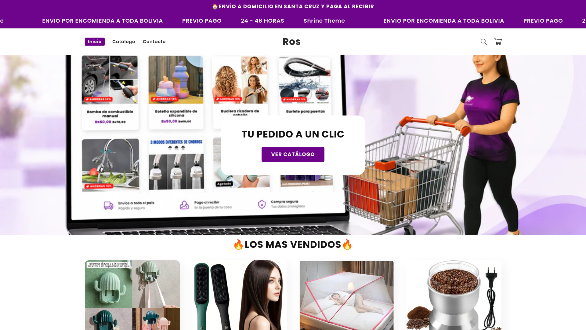 website screenshot of https://tiendaros.shop/