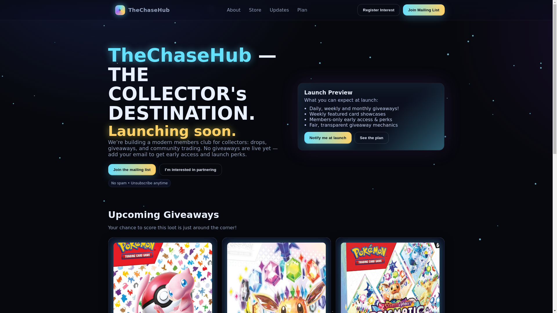 website screenshot of https://thechasehub.pages.dev/