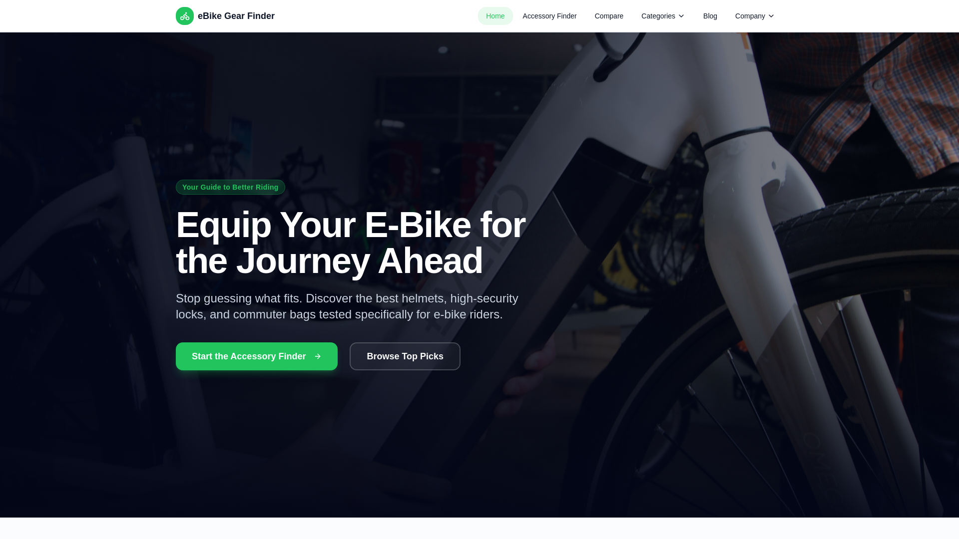 website screenshot of https://ebikegearfinder.com/