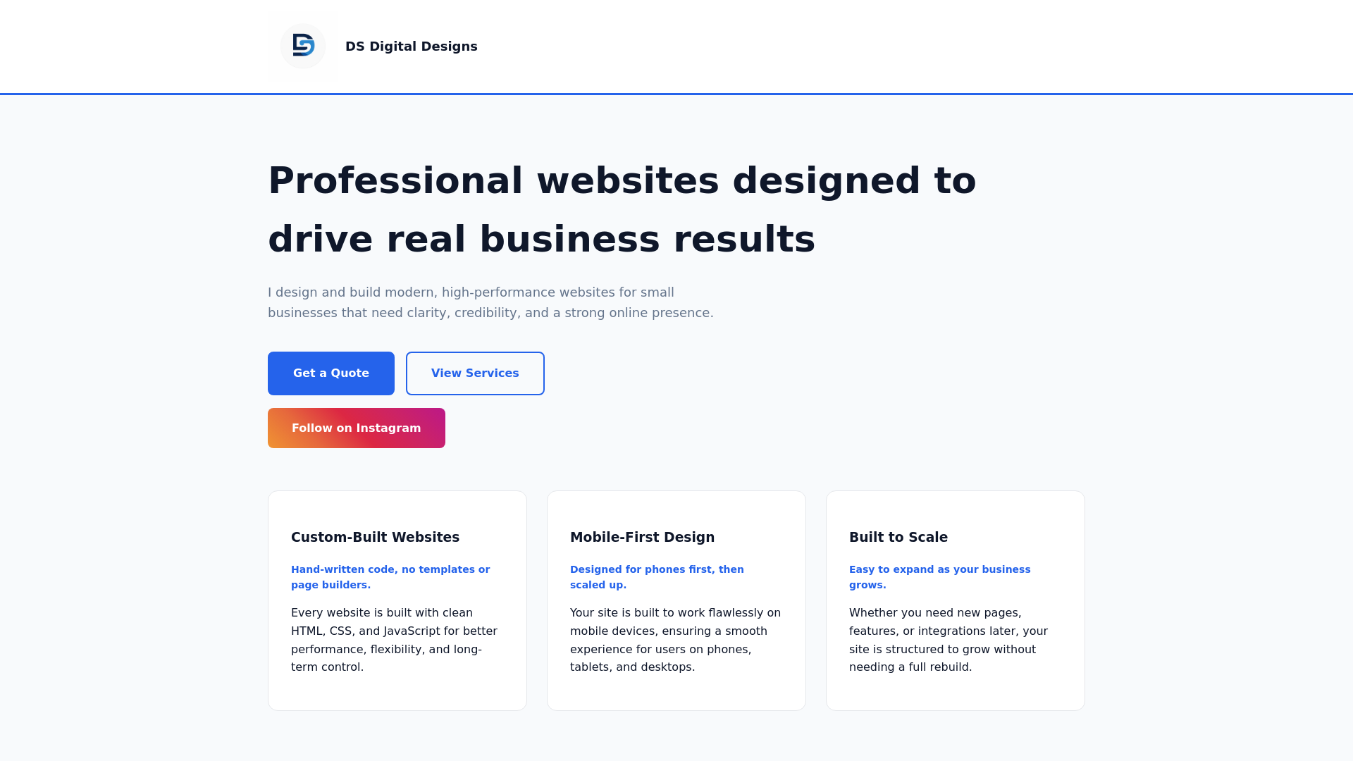 website screenshot of https://dsdigitaldesigns.org/