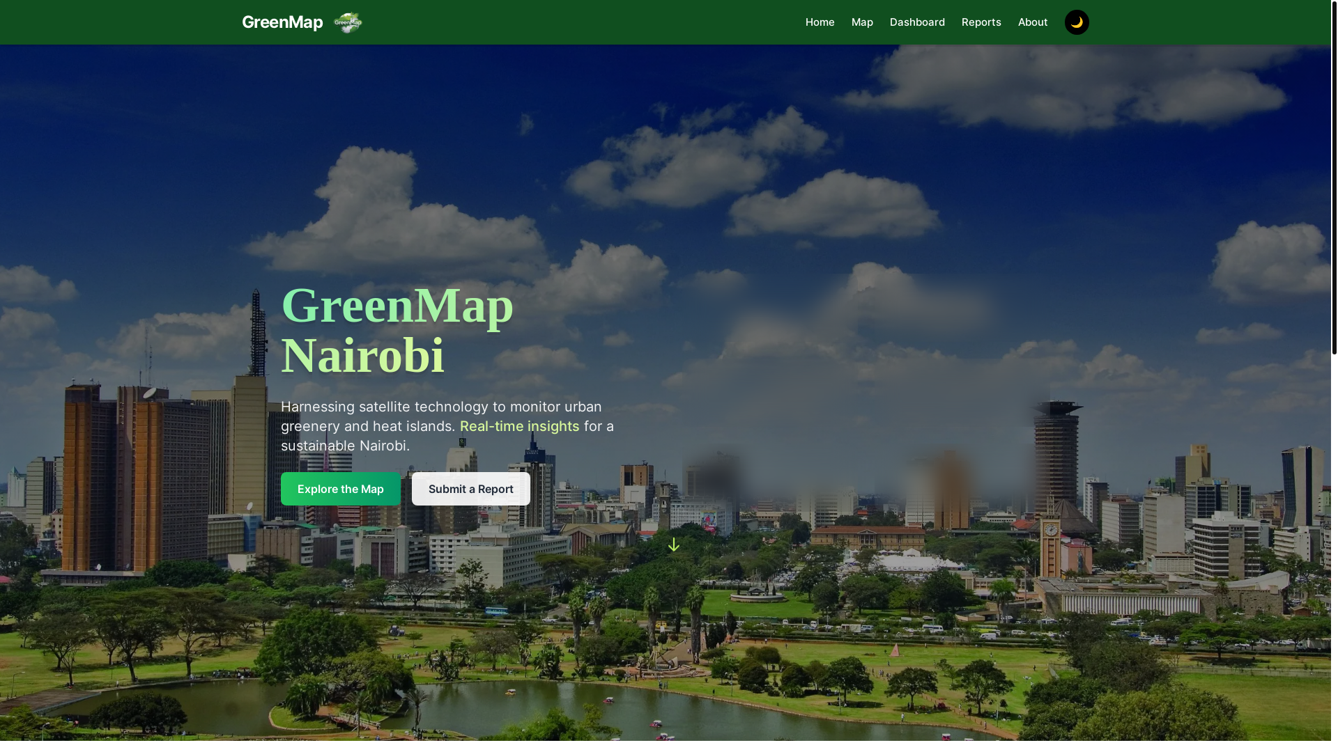 website screenshot of https://greencitiesmap.com/