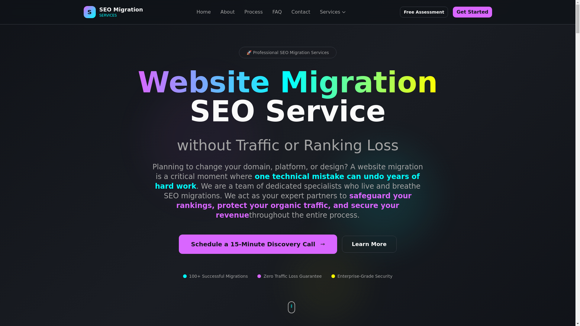 website screenshot of https://seo-migration-services.com/