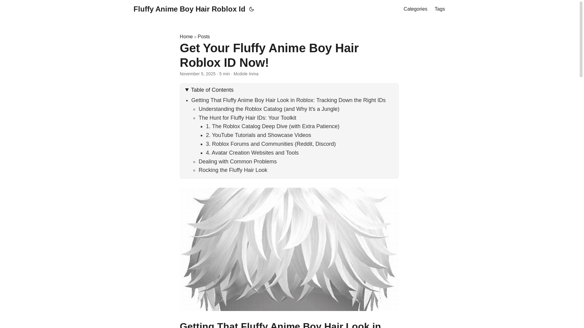 website screenshot of https://fluffy-anime-boy-hair-roblox-id.pages.dev/