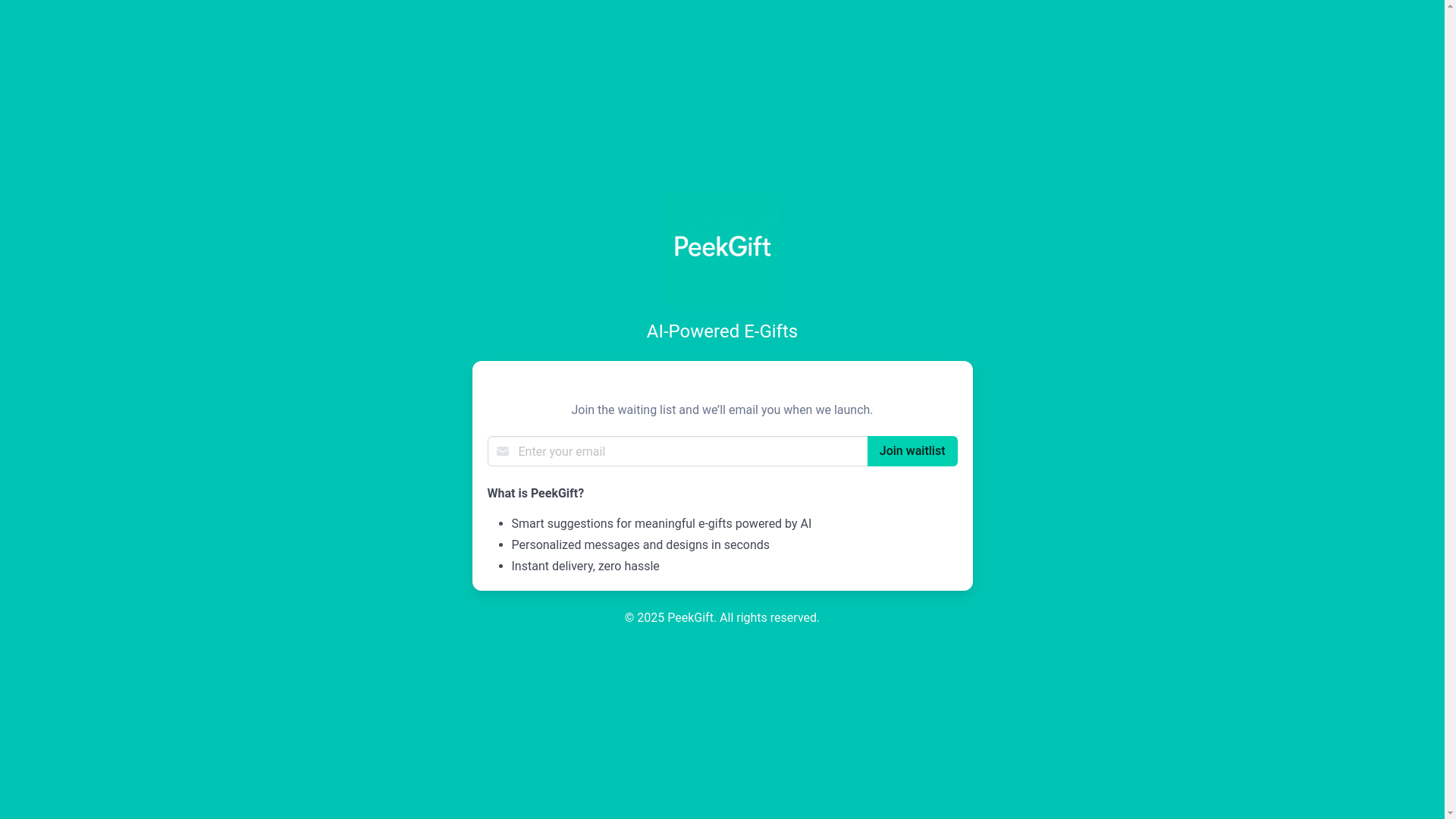 website screenshot of https://peekgift-waiting-list.pages.dev/
