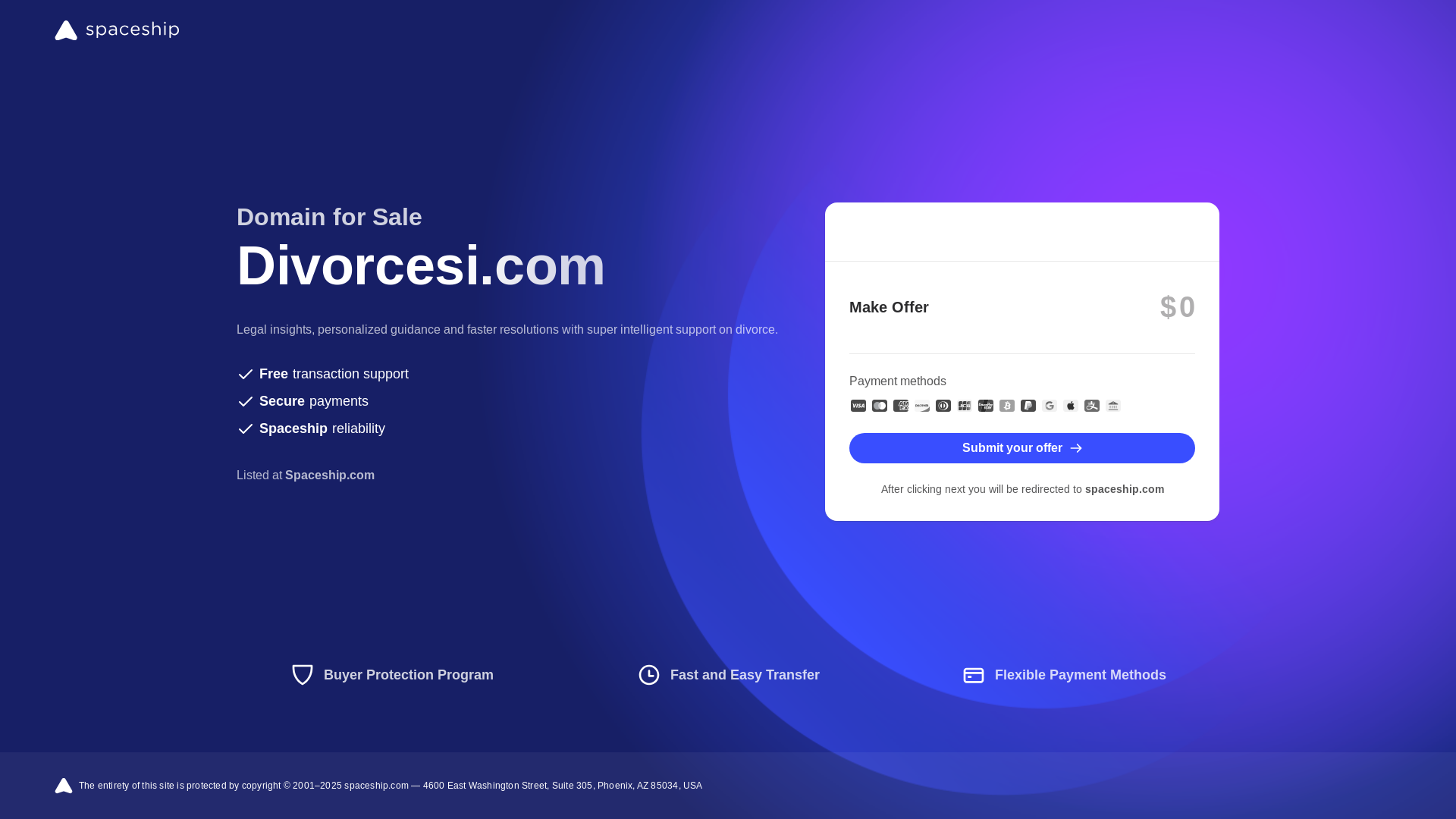 website screenshot of https://divorcesi.com/