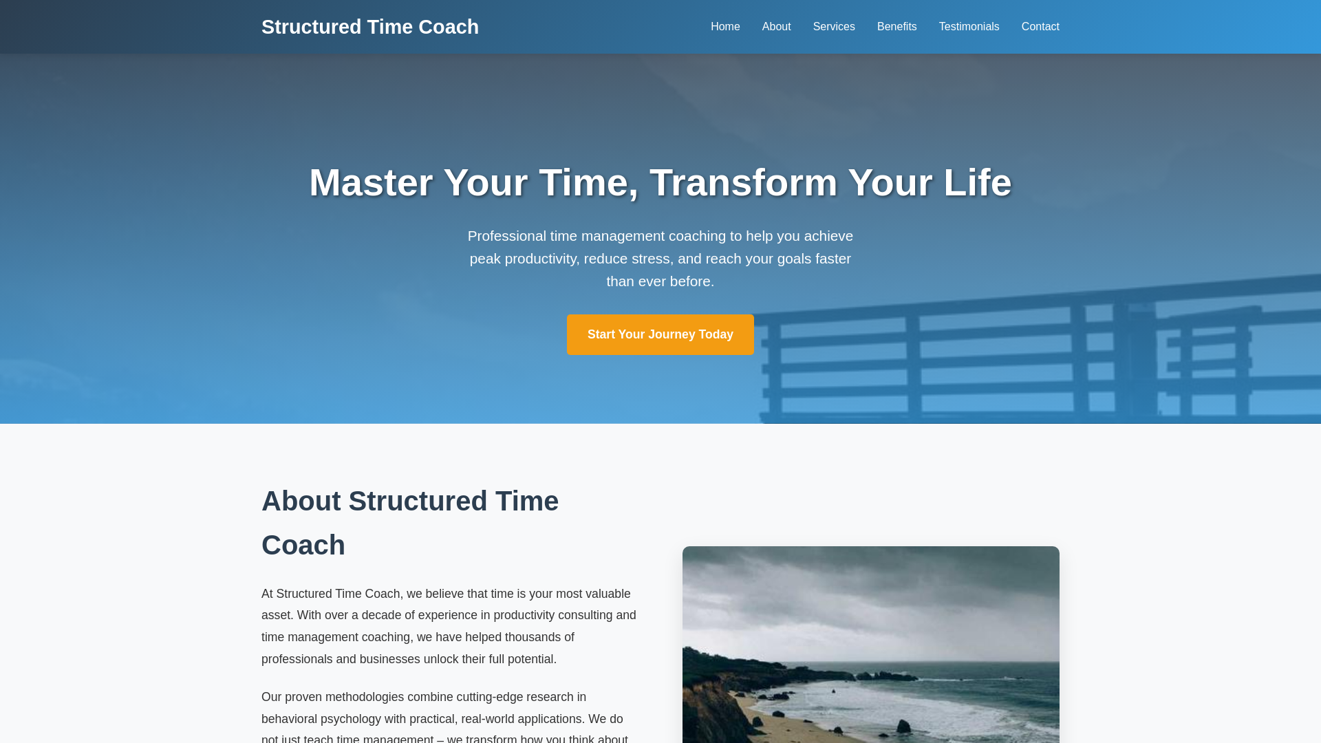 website screenshot of https://structuredtimecoach.click/