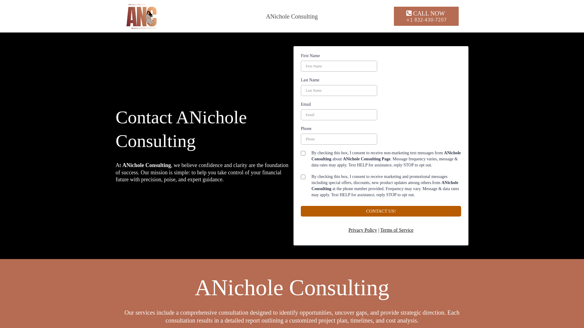 website screenshot of https://anicholeconsulting.org/
