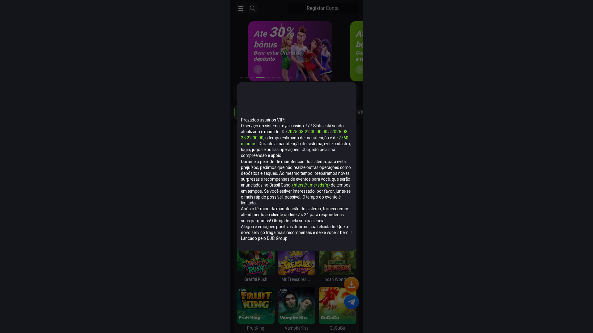 website screenshot of https://royalcassino777pg.com/