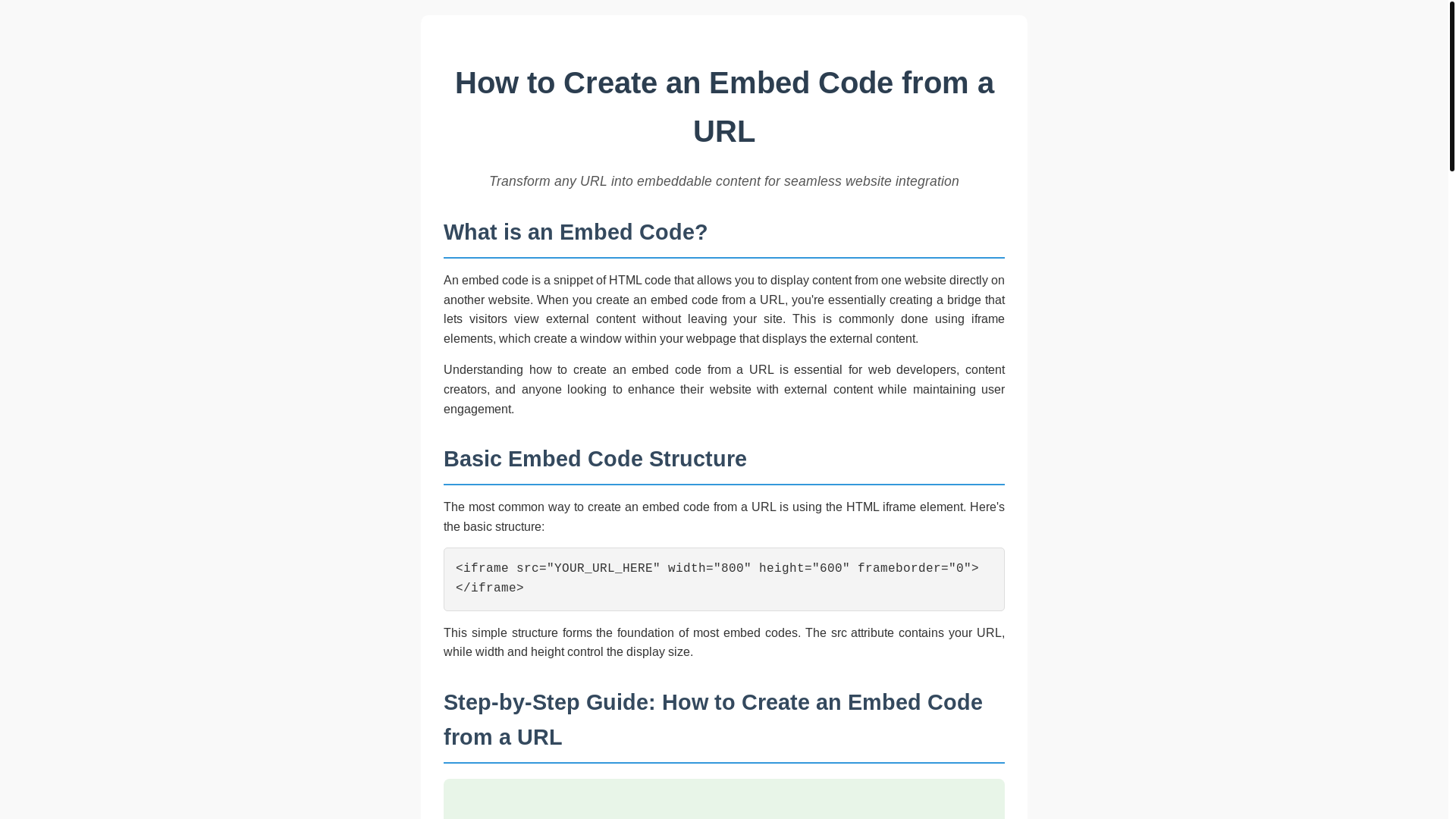 website screenshot of https://url-to-embed-code.pages.dev/