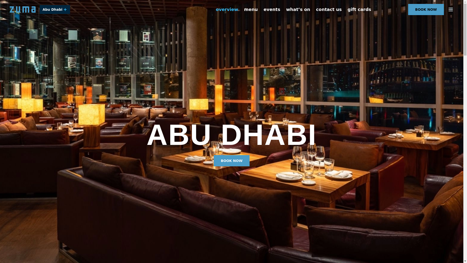 website screenshot of https://zuma-restaurant.com/