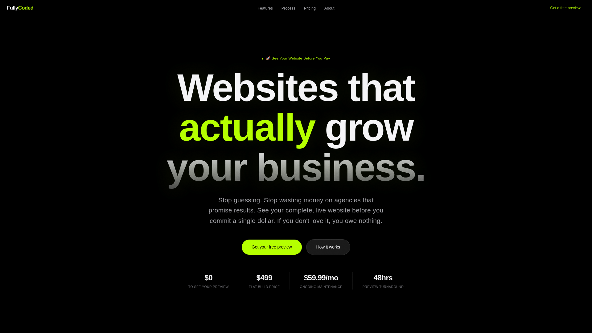 website screenshot of https://fullycoded.co/