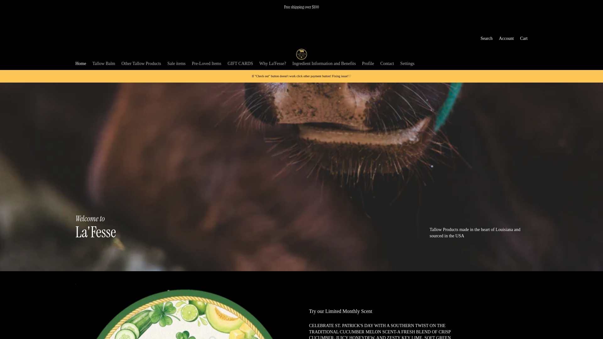 website screenshot of https://lafessetallow.com/