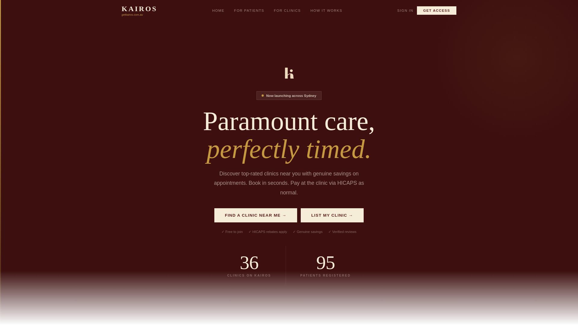 website screenshot of https://getkairos.com.au