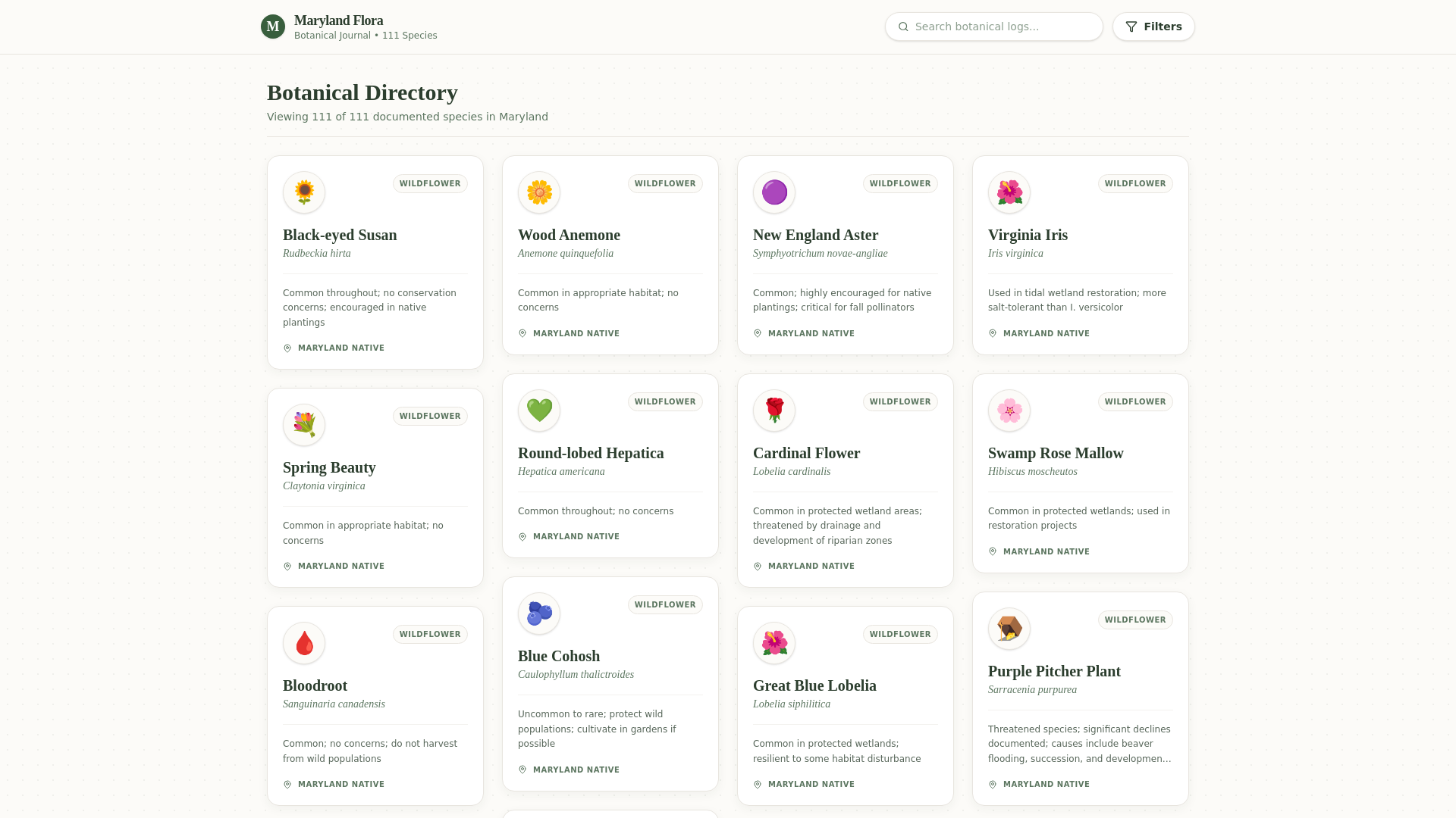 website screenshot of https://mdflora.pages.dev/