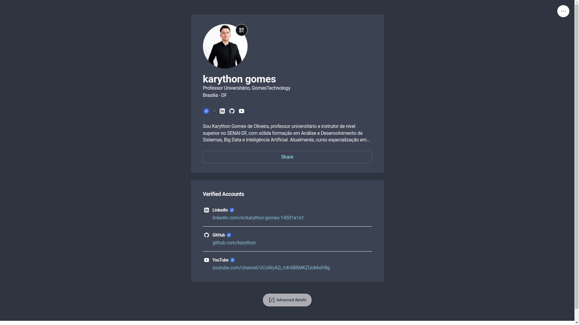website screenshot of https://karythongomes.link/
