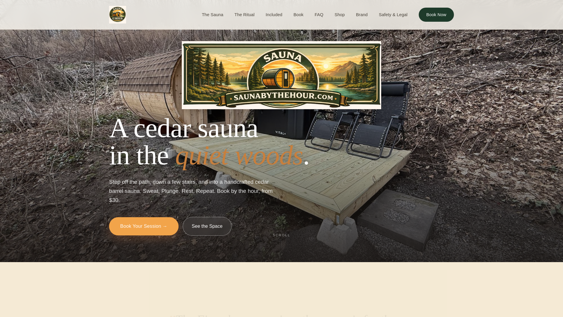 website screenshot of https://saunabythehour.com/