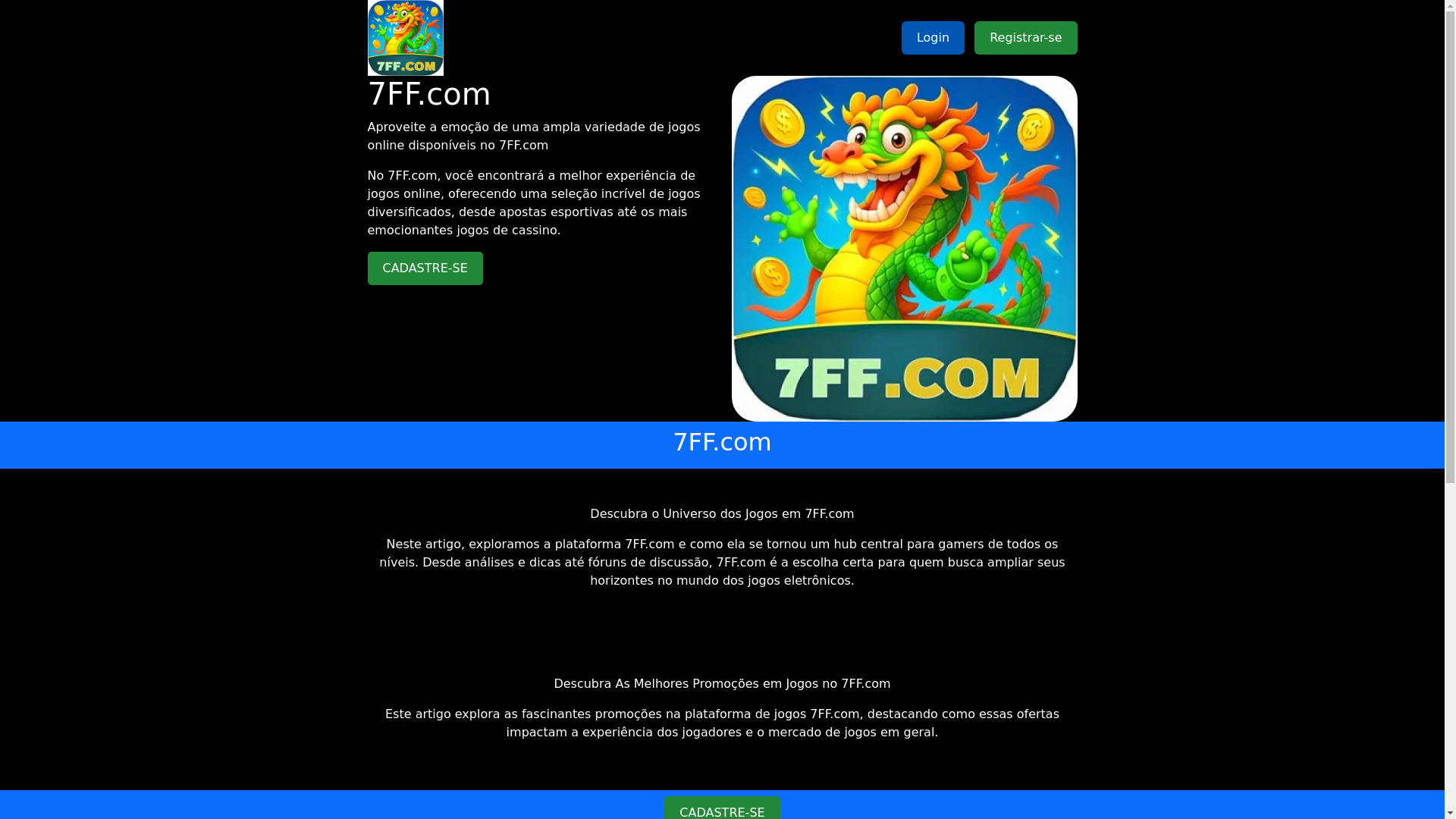 website screenshot of https://7ffcasino.com/