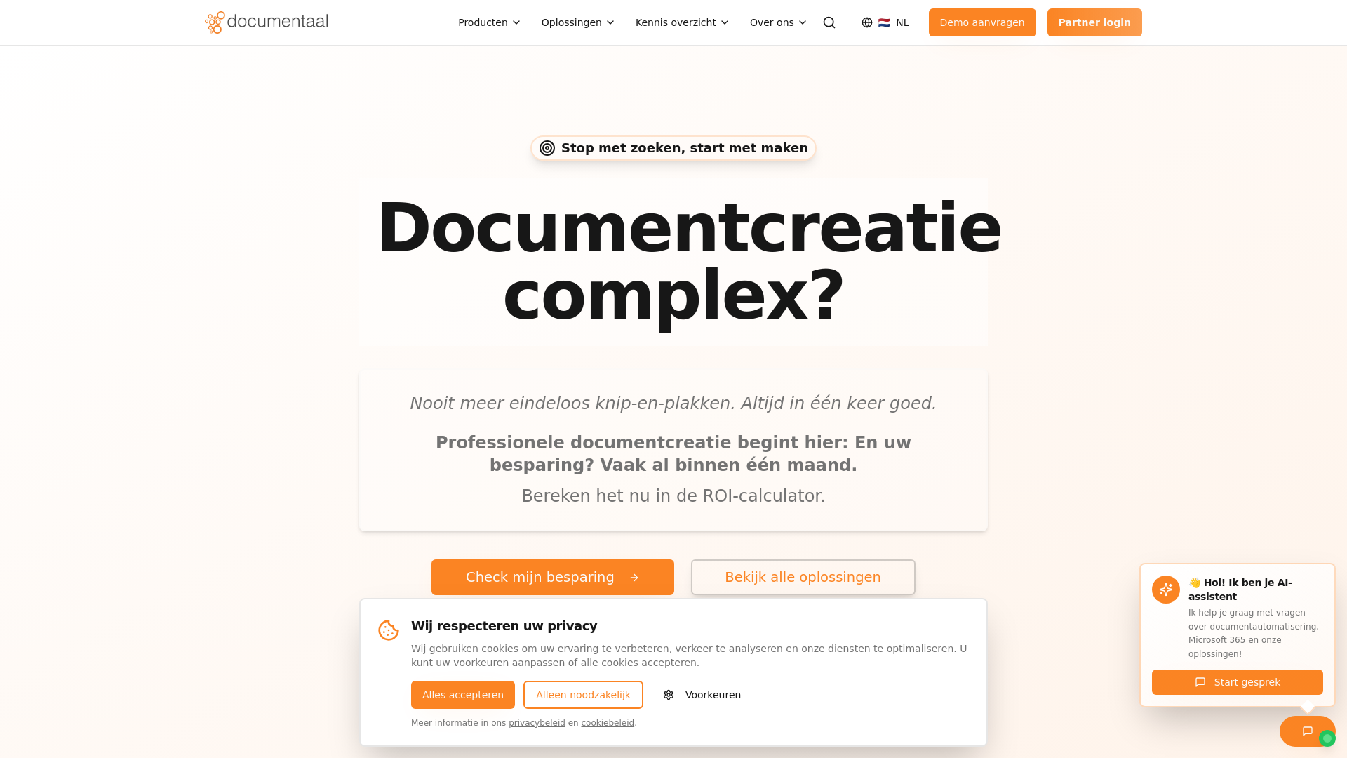 website screenshot of https://documentaal.nl/