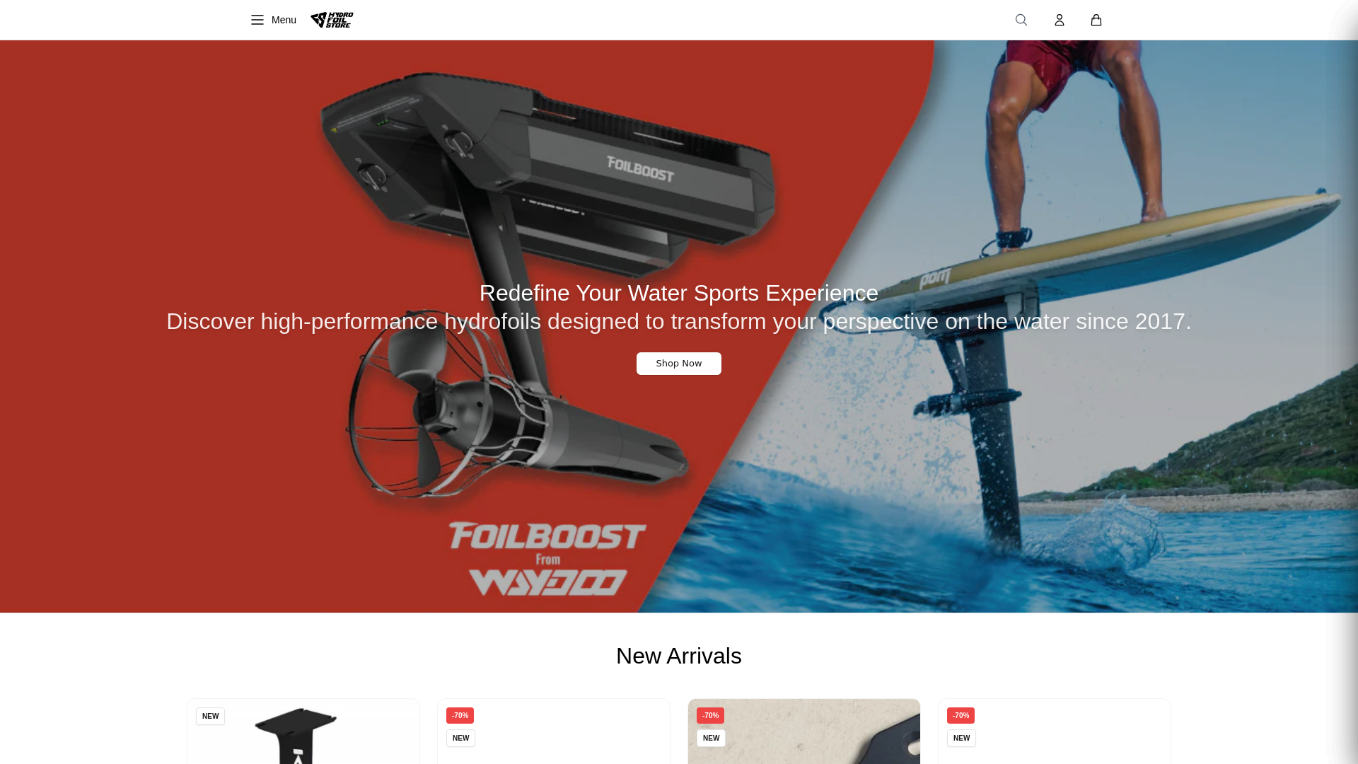 website screenshot of https://gohydrofoilstore.shop/