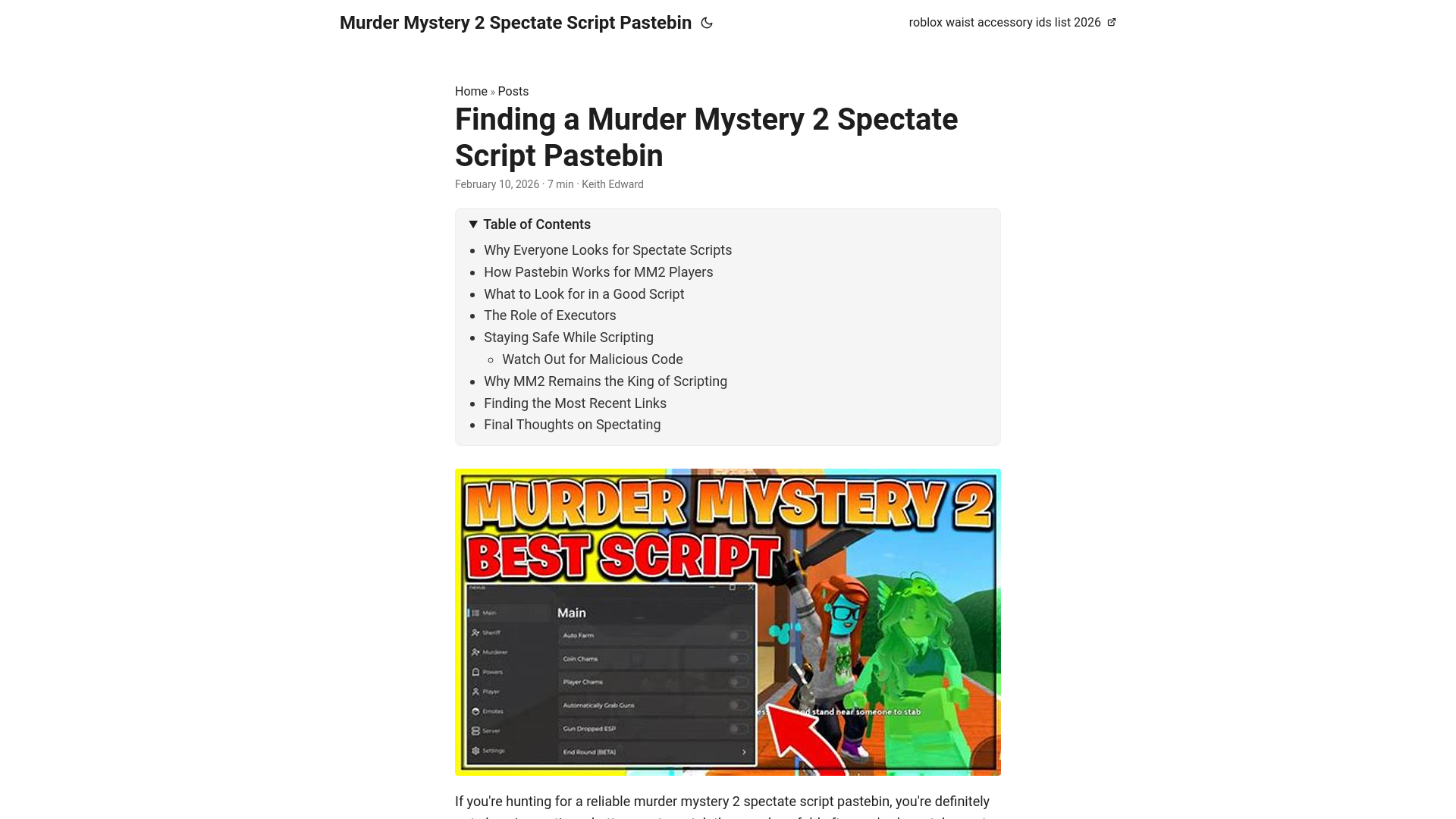 website screenshot of https://murder-mystery-2-spectate-script-pastebin.pages.dev/