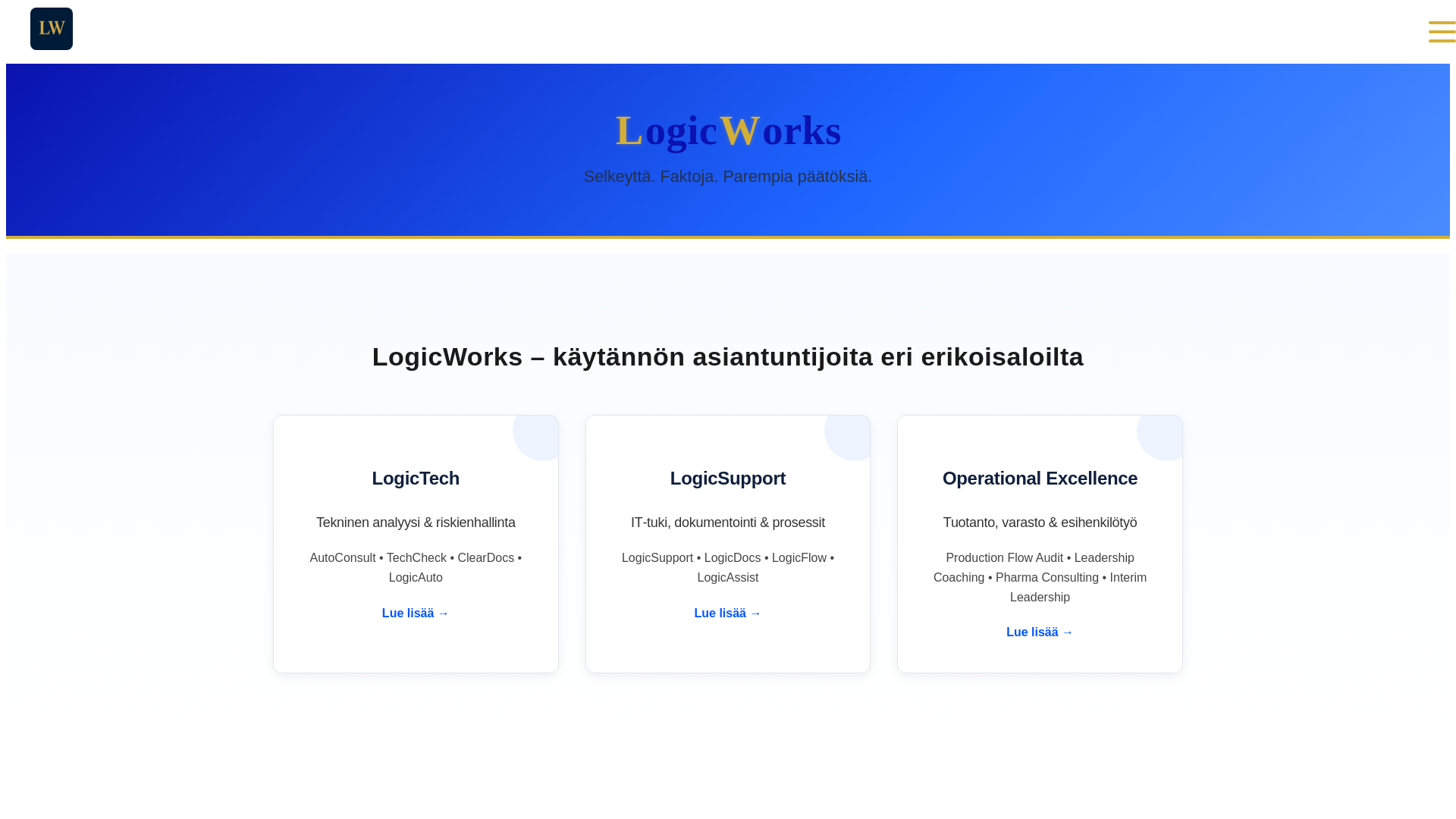 website screenshot of https://logicworks.fi/
