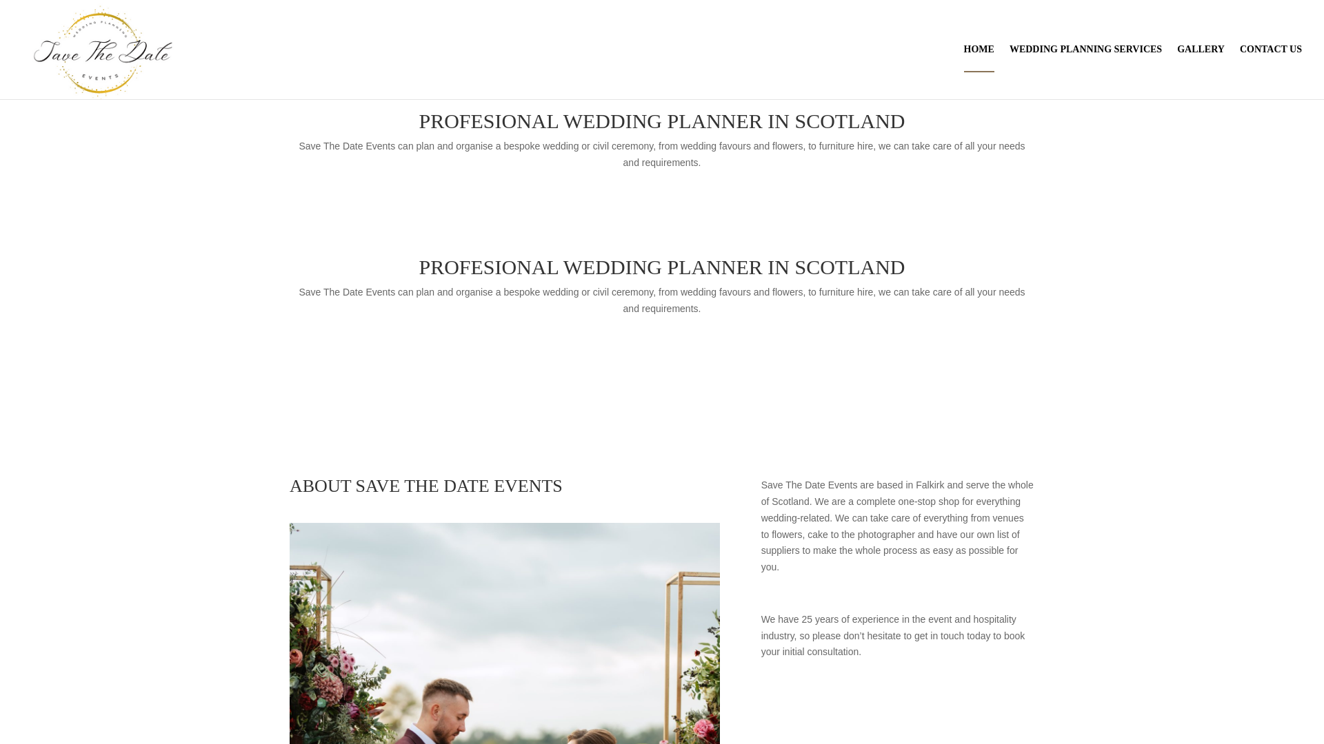 website screenshot of https://savethedateevents.uk