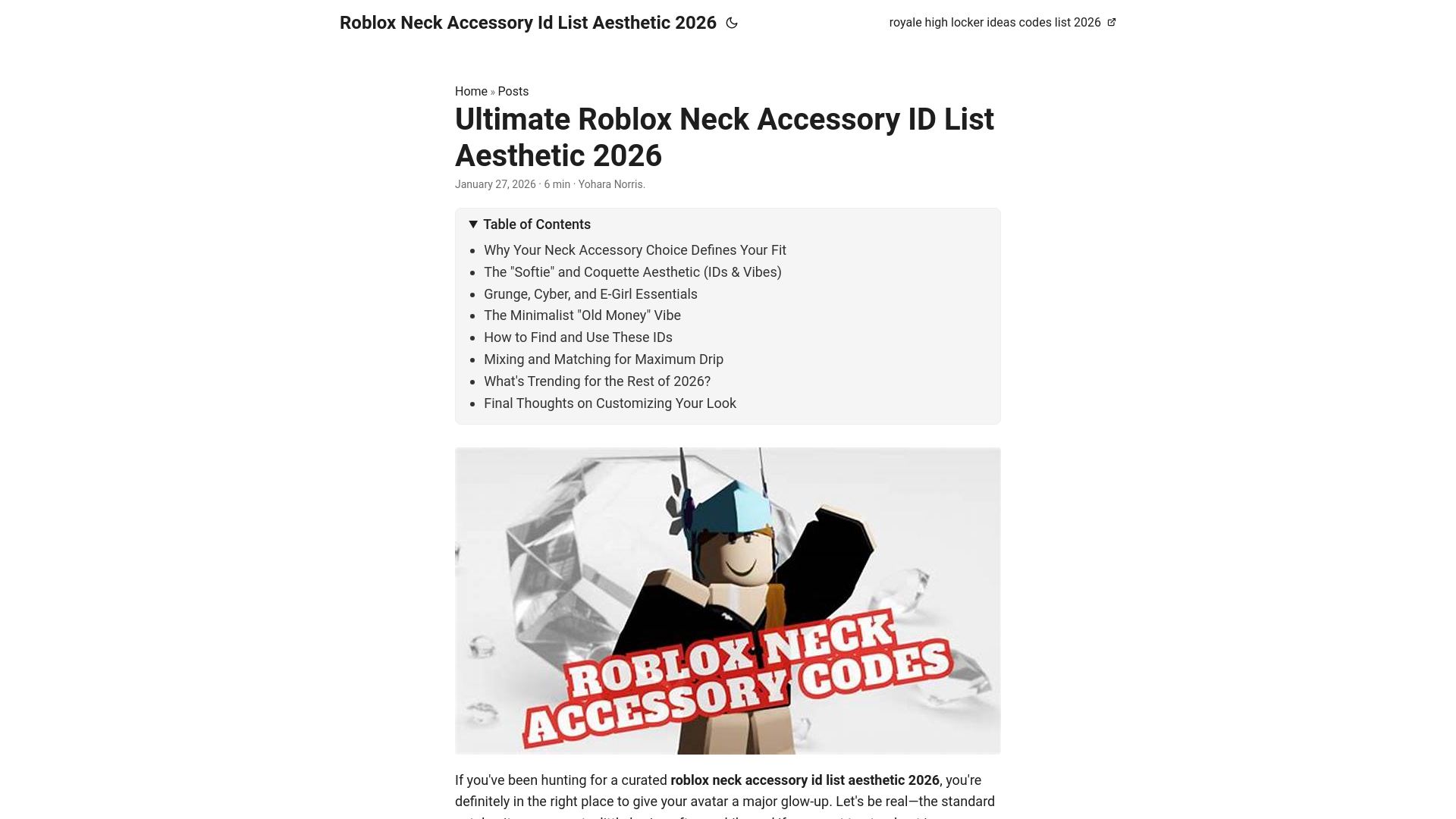 website screenshot of https://robloxneckaccessoryidlistaesthetic2026.pages.dev/
