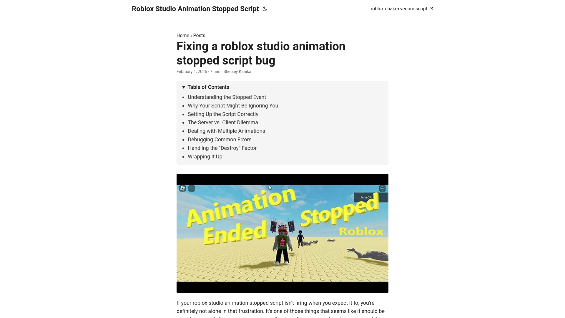 website screenshot of https://roblox-studio-animation-stopped-script.pages.dev/