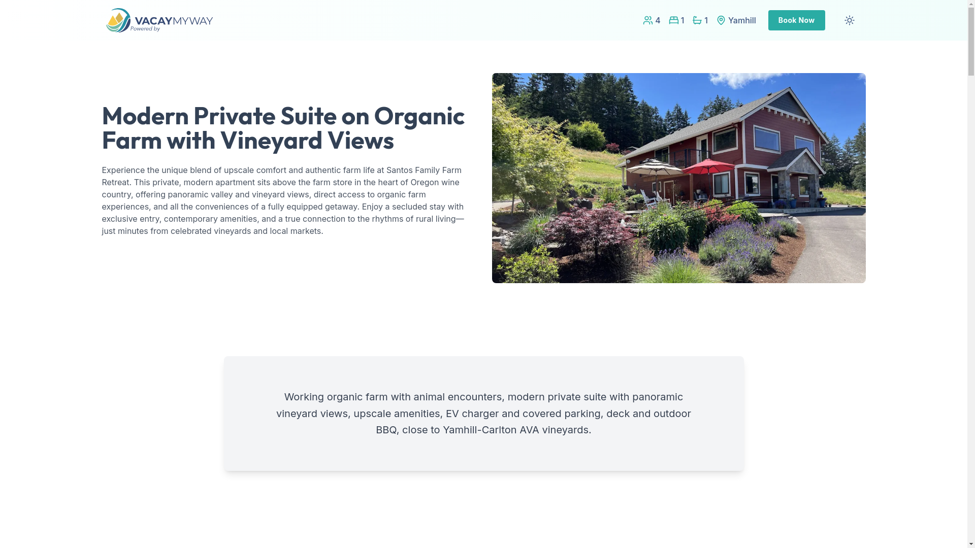 website screenshot of https://peacefulvalley.vacations/