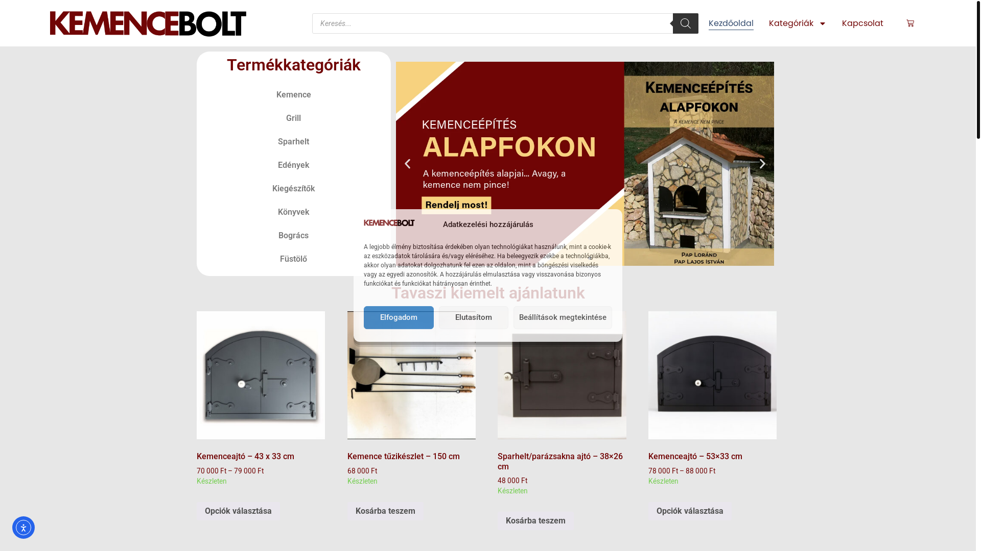 website screenshot of https://kemencebolt.hu/