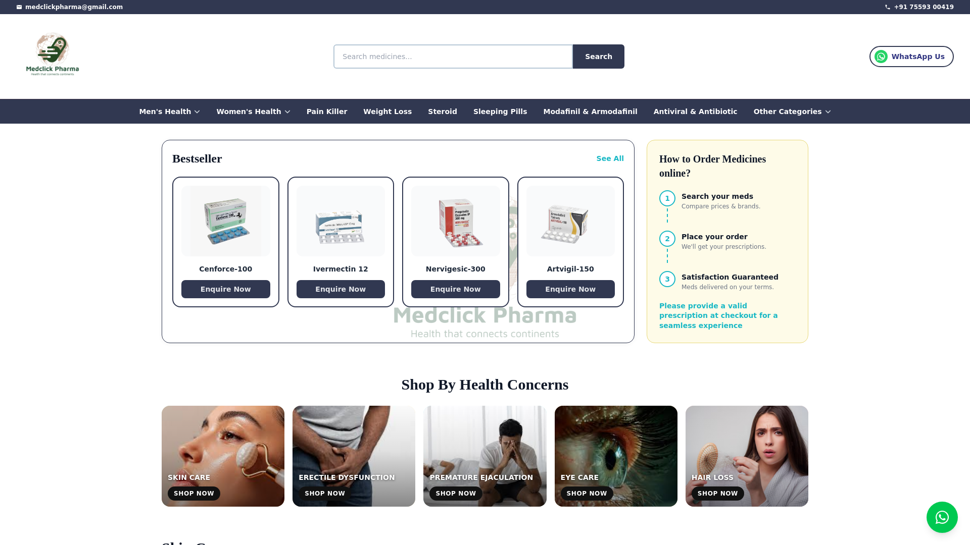 website screenshot of https://medclickpharma.net/
