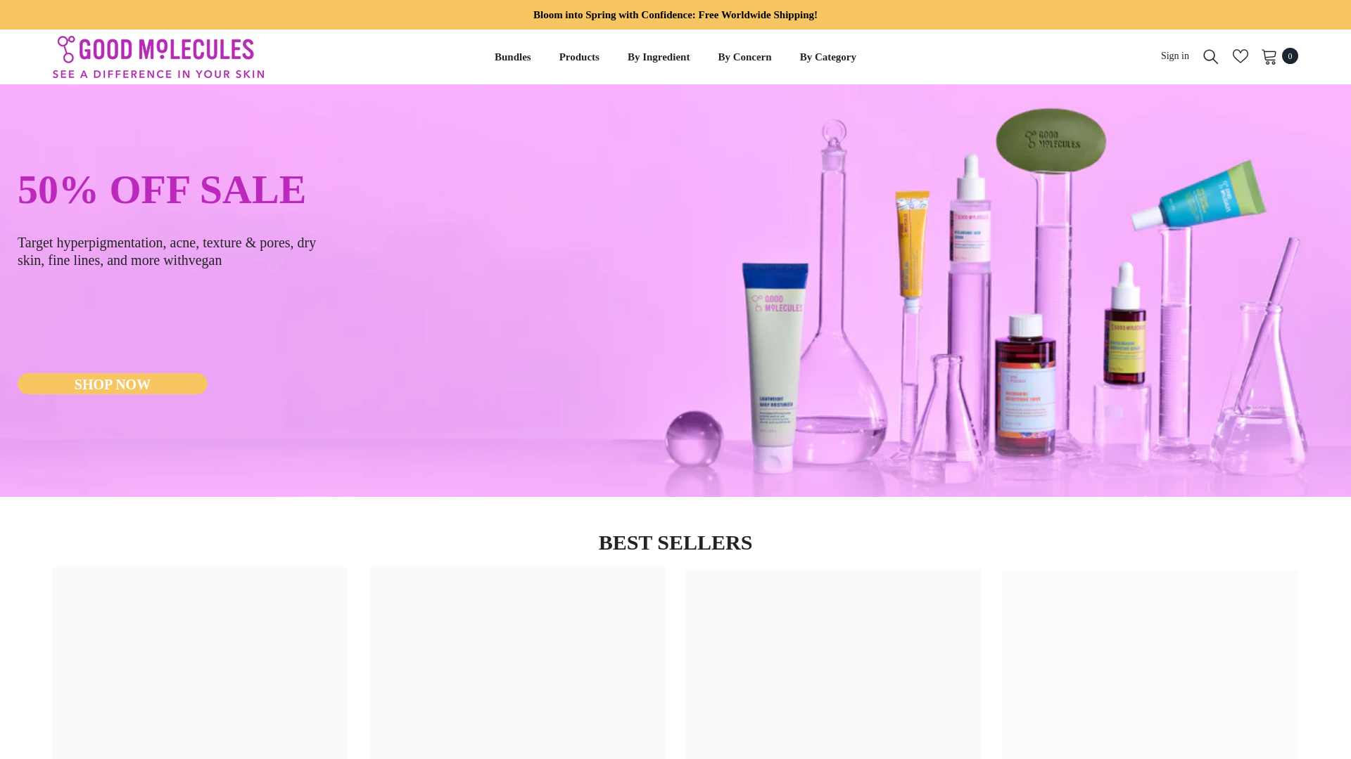 website screenshot of https://goodmoleculestore.com/