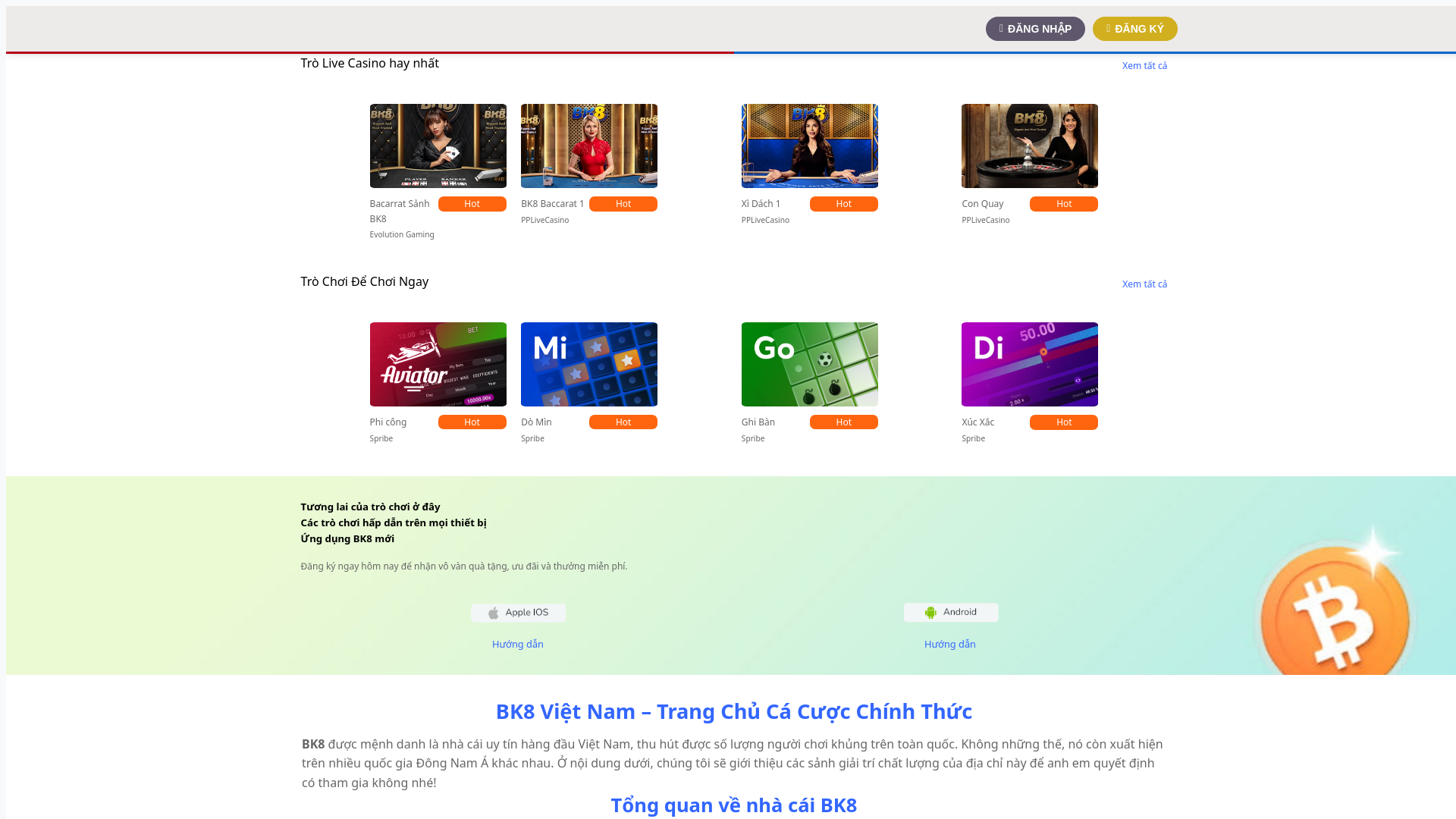 website screenshot of https://bk86.vip