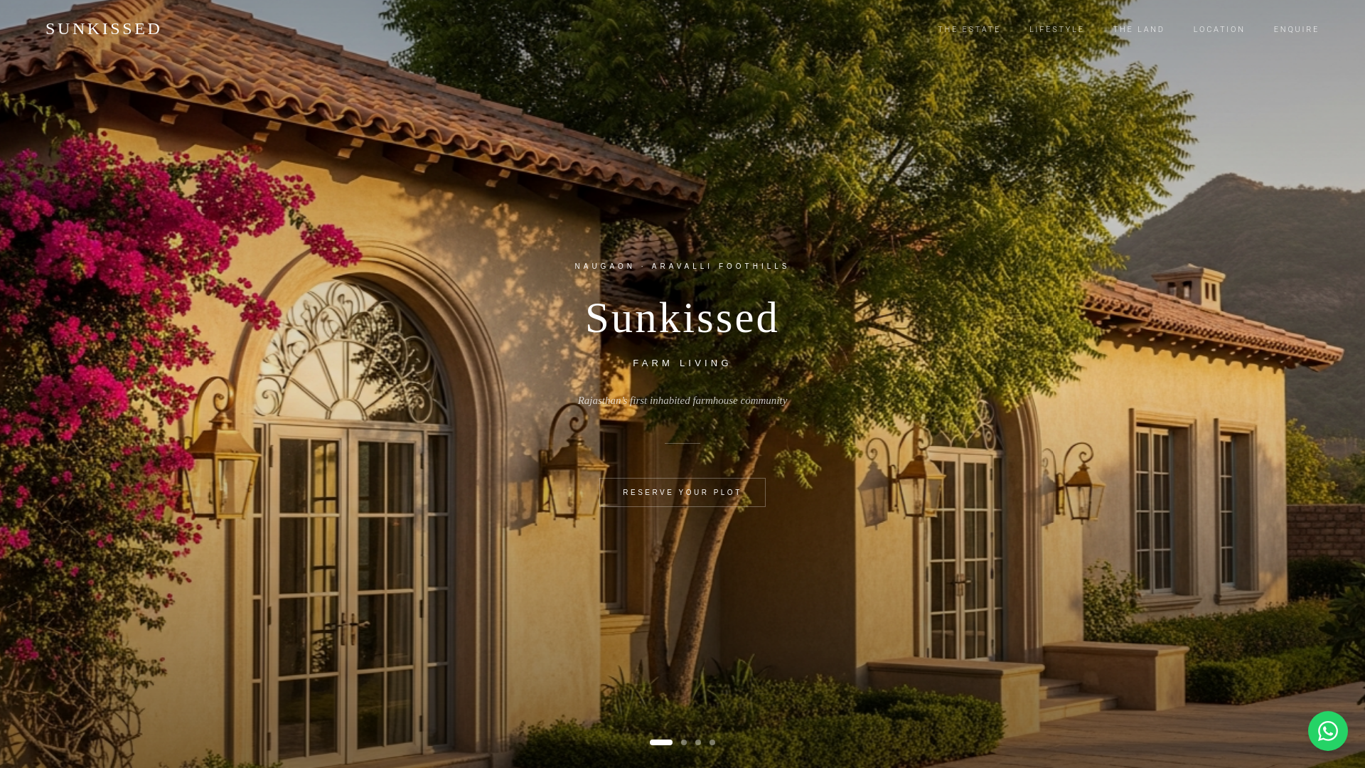 website screenshot of https://sunkissedliving.in/